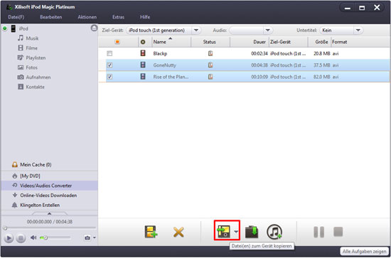 Inkompatible Multimediadateien zum iPod/iTunes senden