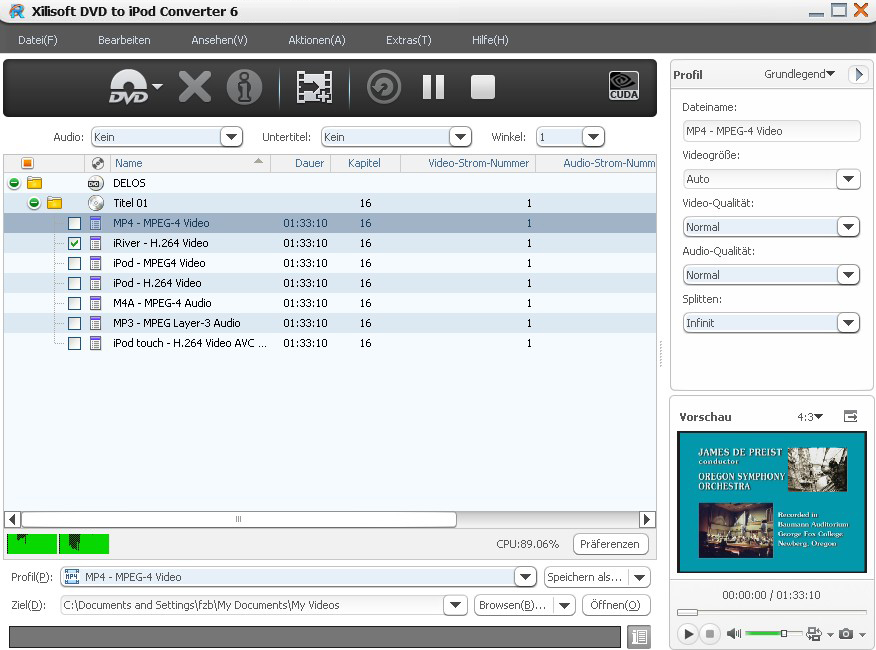 Xilisoft DVD to iPod Converter - convert DVD to iPod, rip DVD to iPod